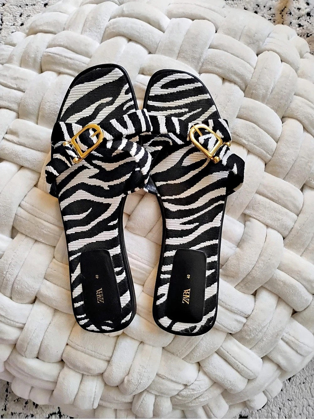 ZARA Zebra Print Buckle Sandals